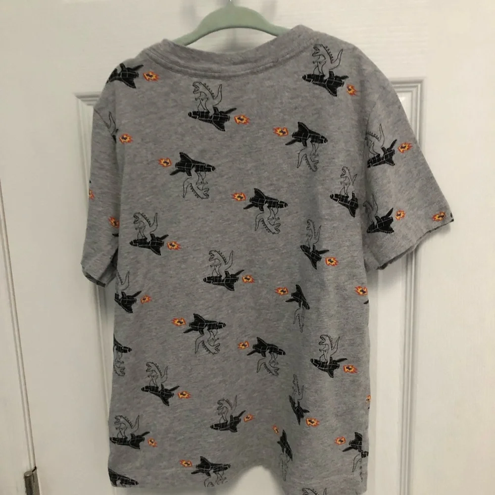 Hanna Andersson 120 boys sz 6 7 T-shirt Godzilla Spaceship Dino Cotton